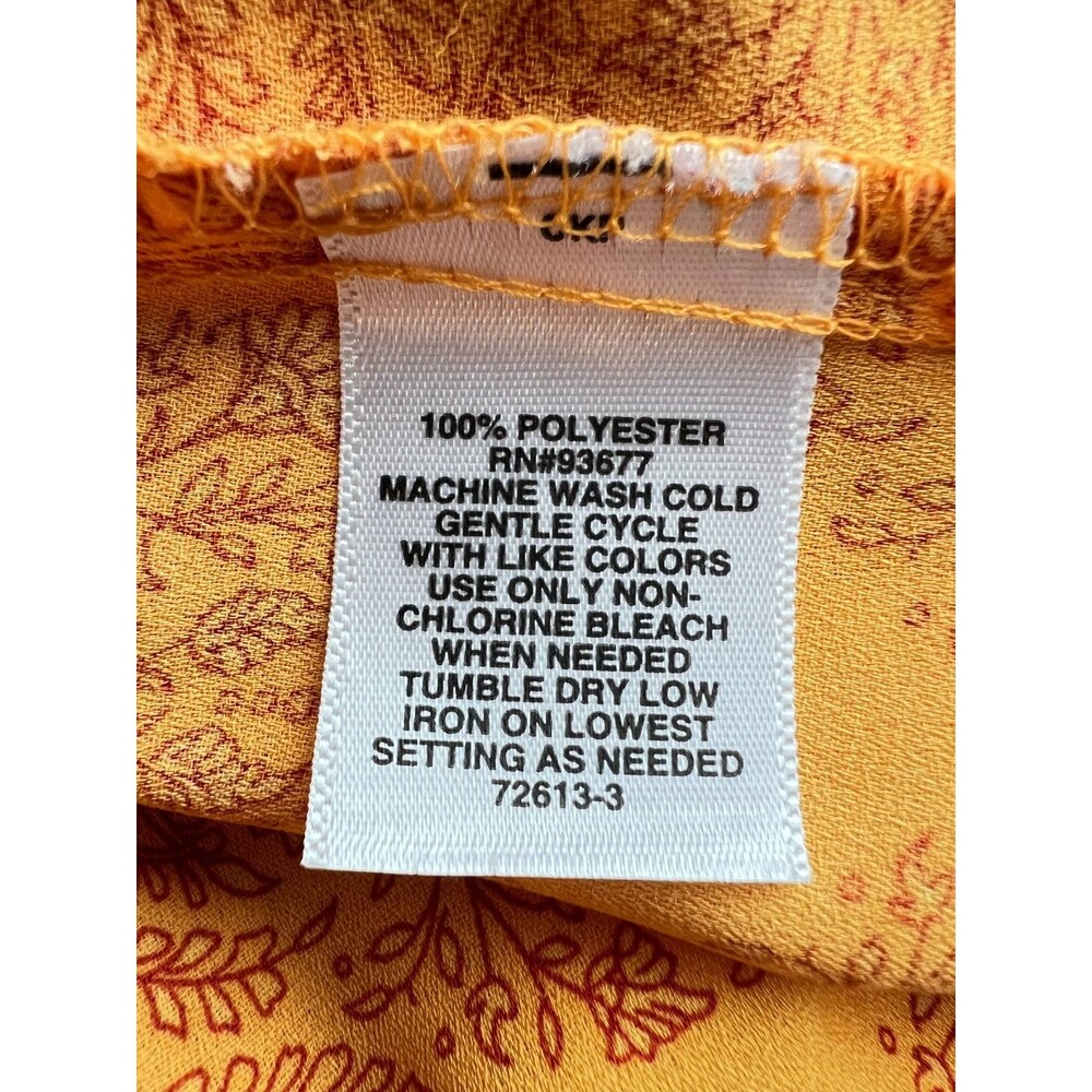 Liz Claiborne Boho Style Orange Paisley Print Flutter Sleeve Tie V-Neck Size XXL - Picture 8 of 8